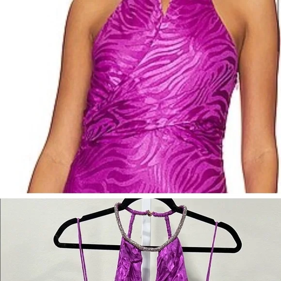 SAYLOR Vibrant Pink Halter Maxi Dress - Picture 2 of 5